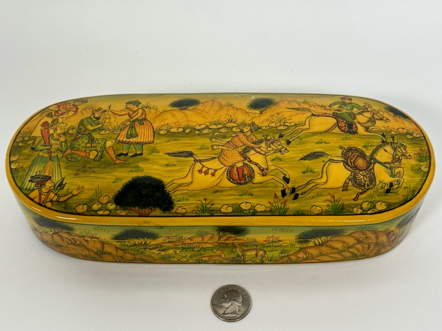 Hand Painted Lacquer Box From Kashmir India 10W X 4D X 2.5H [Photo 3]