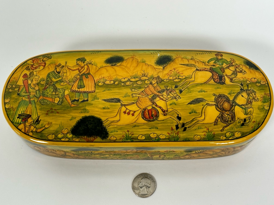 Hand Painted Lacquer Box From Kashmir India 10W X 4D X 2.5H [Photo 2]