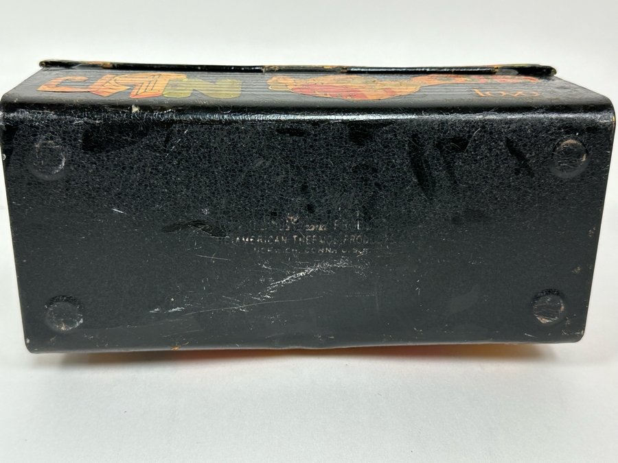 Vintage Metal Thermos Lunchbox Decorated With Various American Pop-Culture MCM Clippings Stickers 10W X 5D X 8H [Photo 10]