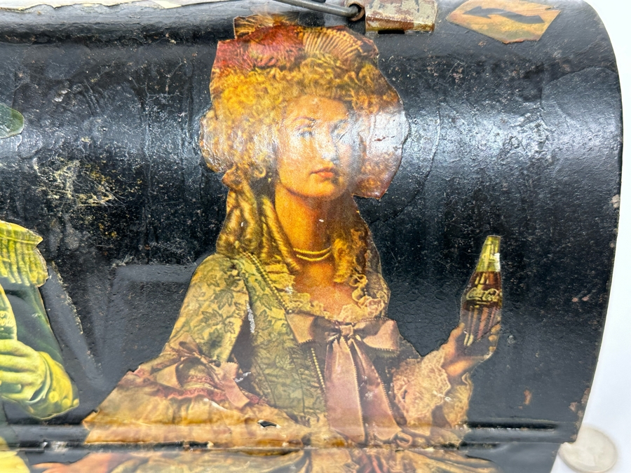 Vintage Metal Thermos Lunchbox Decorated With Various American Pop-Culture MCM Clippings Stickers 10W X 5D X 8H [Photo 7]