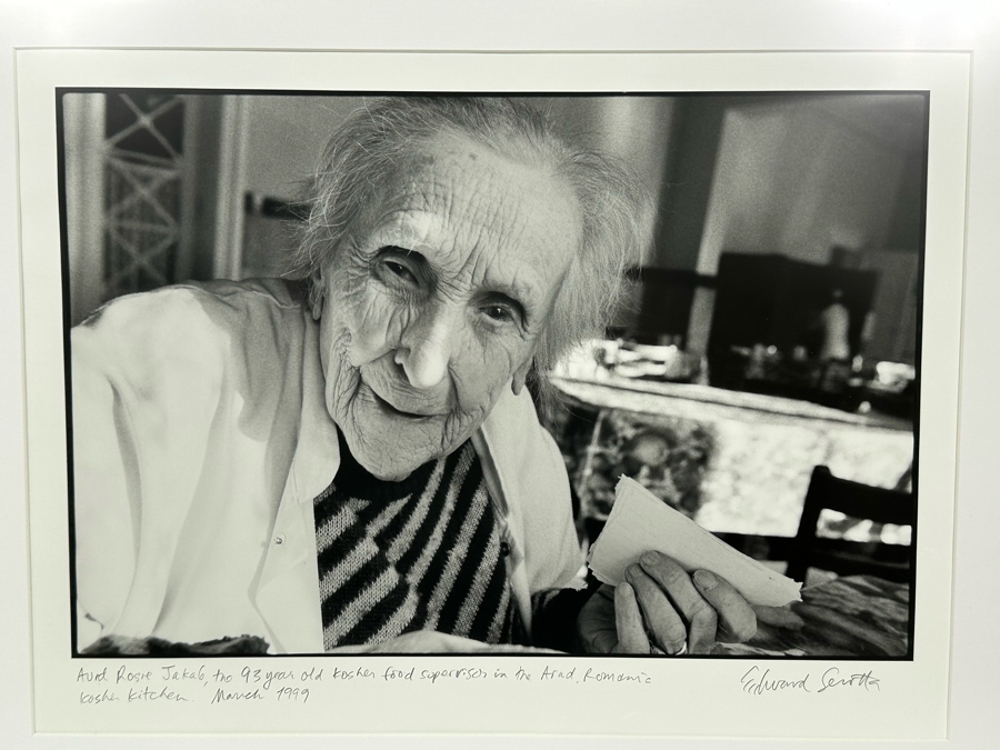 Signed Edward Sertta Photograph Titled 'Aunt Rosie Jakab, The 93 Year Old Kosher Food Supervisor In The Arad, Romania Kosher Kitchen. March 1999 17 X 13 Framed 24 X 19 Estimate $1,200 [Photo 2]