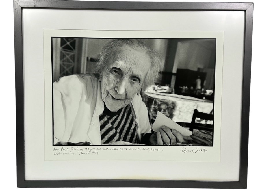 Signed Edward Sertta Photograph Titled 'Aunt Rosie Jakab, The 93 Year Old Kosher Food Supervisor In The Arad, Romania Kosher Kitchen. March 1999 17 X 13 Framed 24 X 19 Estimate $1,200 [Photo 1]