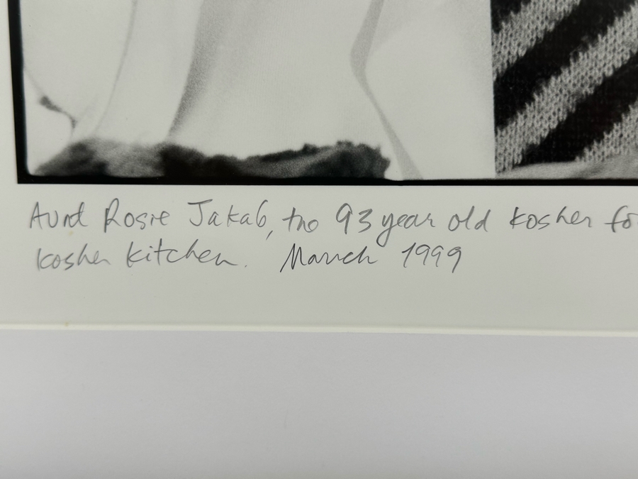 Signed Edward Sertta Photograph Titled 'Aunt Rosie Jakab, The 93 Year Old Kosher Food Supervisor In The Arad, Romania Kosher Kitchen. March 1999 17 X 13 Framed 24 X 19 Estimate $1,200 [Photo 6]