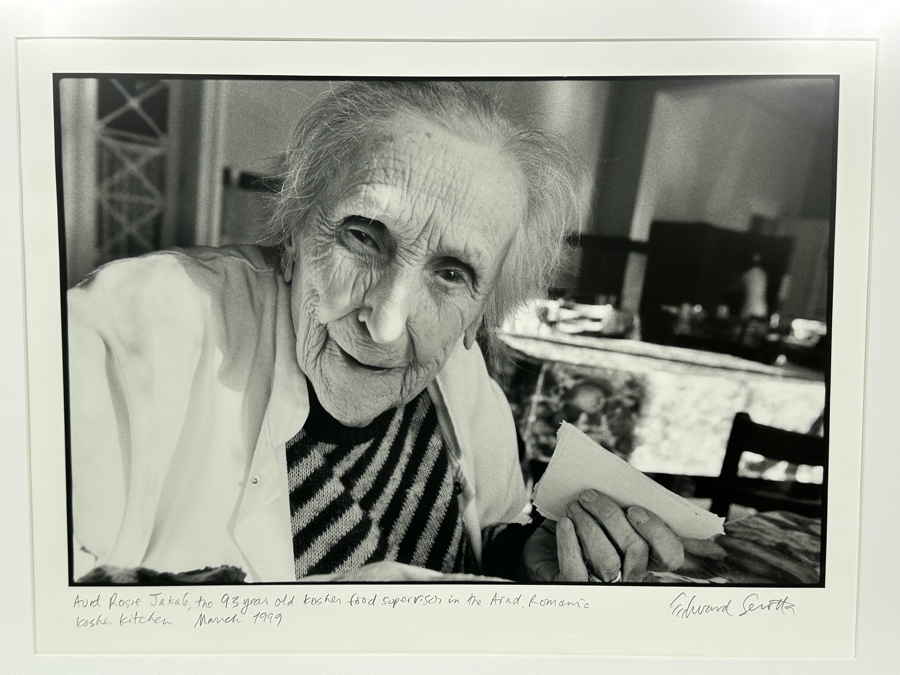 Signed Edward Sertta Photograph Titled 'Aunt Rosie Jakab, The 93 Year Old Kosher Food Supervisor In The Arad, Romania Kosher Kitchen. March 1999 17 X 13 Framed 24 X 19 Estimate $1,200 [Photo 3]