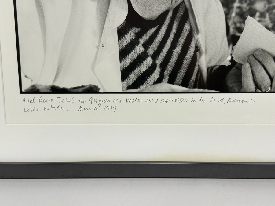 Signed Edward Sertta Photograph Titled 'Aunt Rosie Jakab, The 93 Year Old Kosher Food Supervisor In The Arad, Romania Kosher Kitchen. March 1999 17 X 13 Framed 24 X 19 Estimate $1,200 [Photo 5]