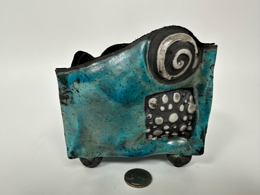 Malgosia Nowakowski Raku Art Pottery Box With Lid 5W X 4.5D X 8H [Photo 6]