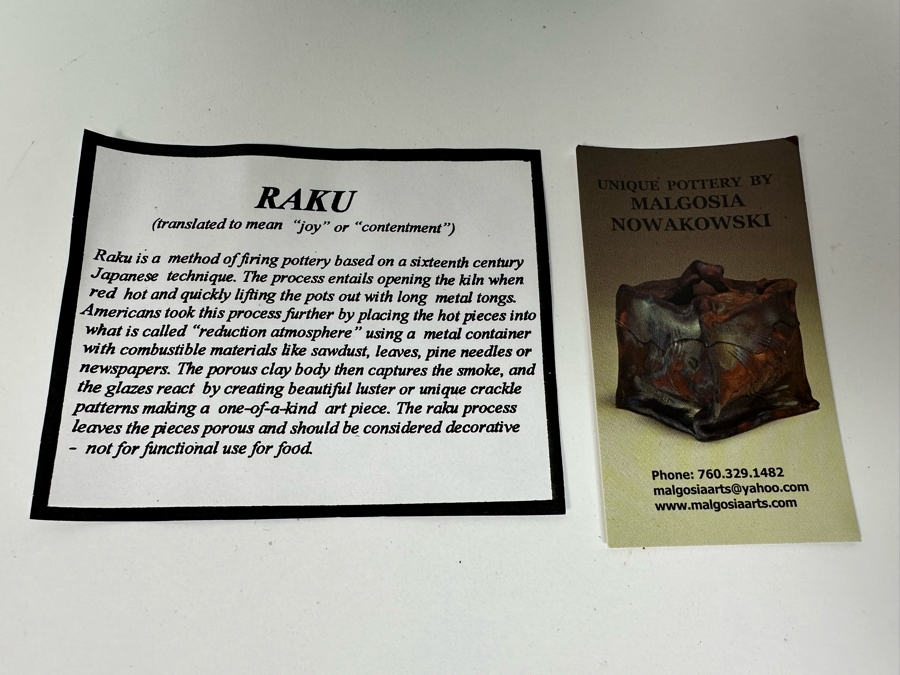 Malgosia Nowakowski Raku Art Pottery Box With Lid 5W X 4.5D X 8H [Photo 14]
