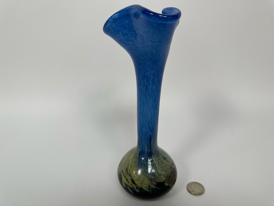 Signed Handmade Valletta Glass Malta Studio Art Glass Vase 9H [Photo 11]