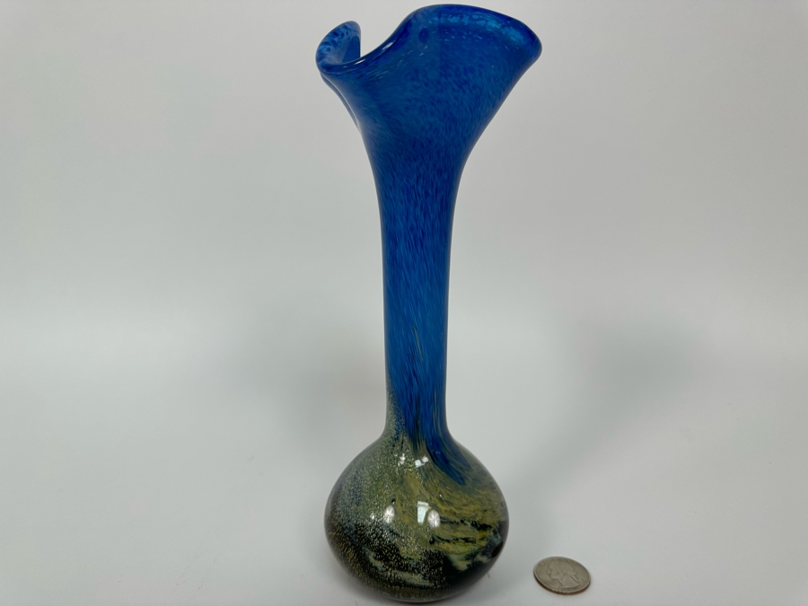 Signed Handmade Valletta Glass Malta Studio Art Glass Vase 9H [Photo 9]