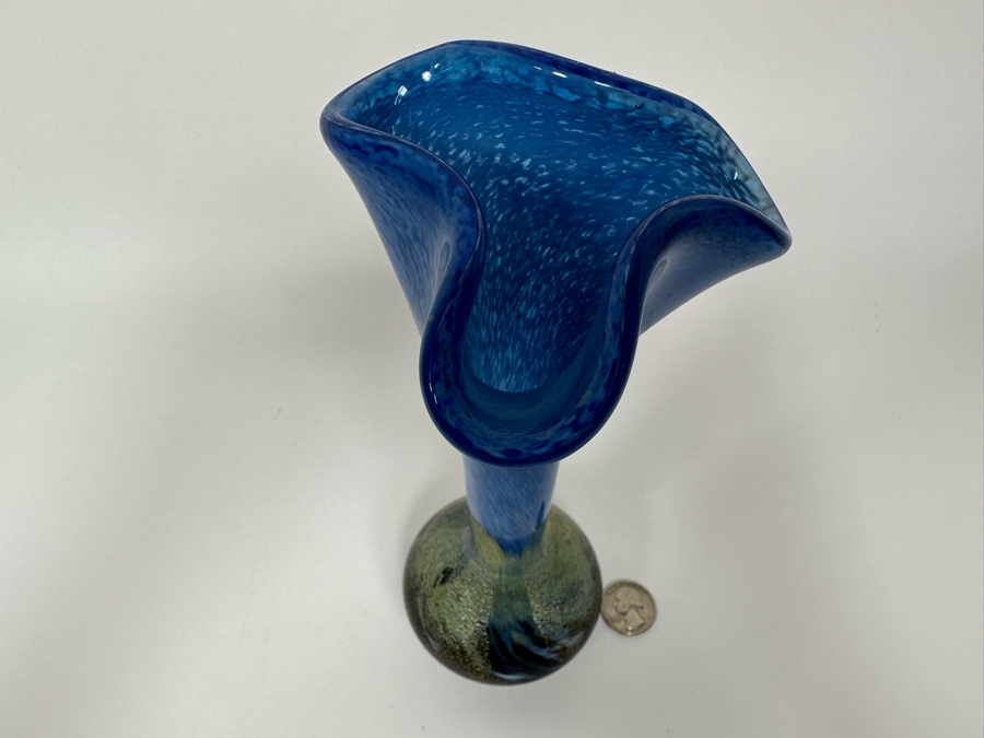 Signed Handmade Valletta Glass Malta Studio Art Glass Vase 9H [Photo 6]