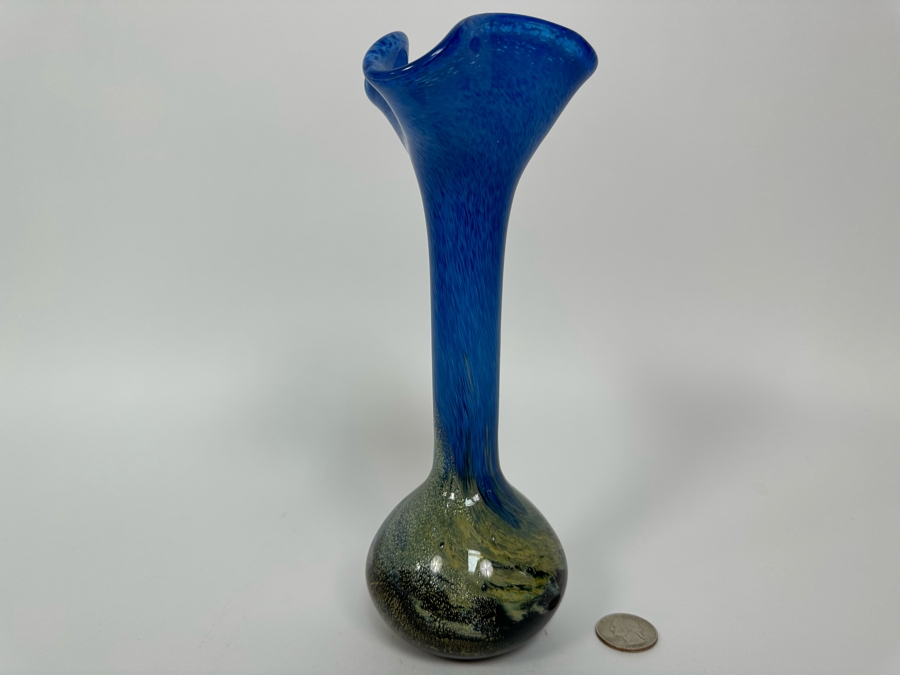 Signed Handmade Valletta Glass Malta Studio Art Glass Vase 9H [Photo 10]