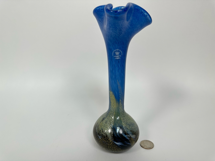 Signed Handmade Valletta Glass Malta Studio Art Glass Vase 9H [Photo 3]