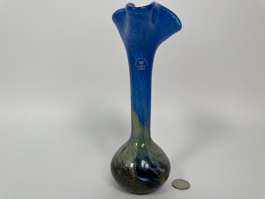 Signed Handmade Valletta Glass Malta Studio Art Glass Vase 9H [Photo 4]