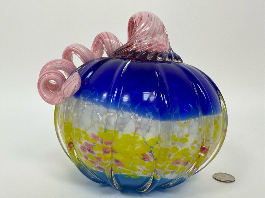 Beautiful Art Glass Mellon Pumpkin Unattributed 7.5W X 7.5H [Photo 8]