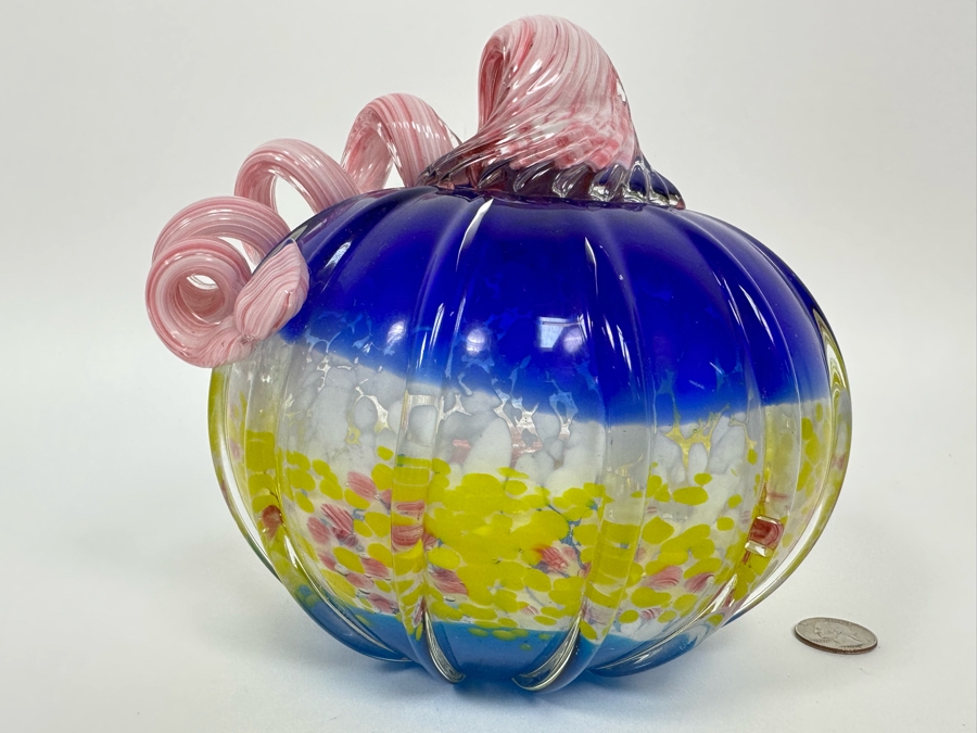 Beautiful Art Glass Mellon Pumpkin Unattributed 7.5W X 7.5H [Photo 9]