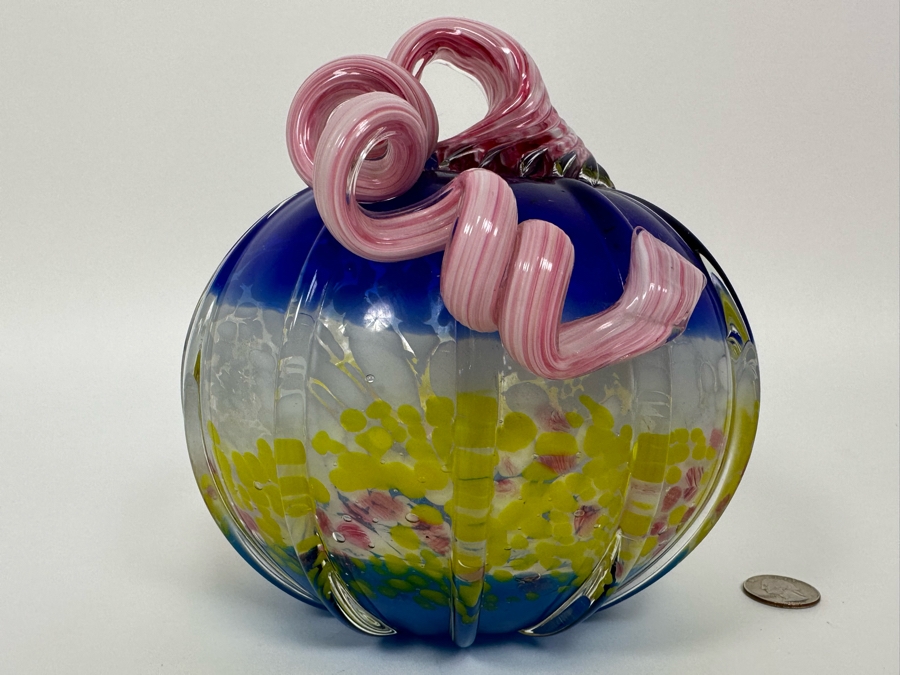 Beautiful Art Glass Mellon Pumpkin Unattributed 7.5W X 7.5H [Photo 3]