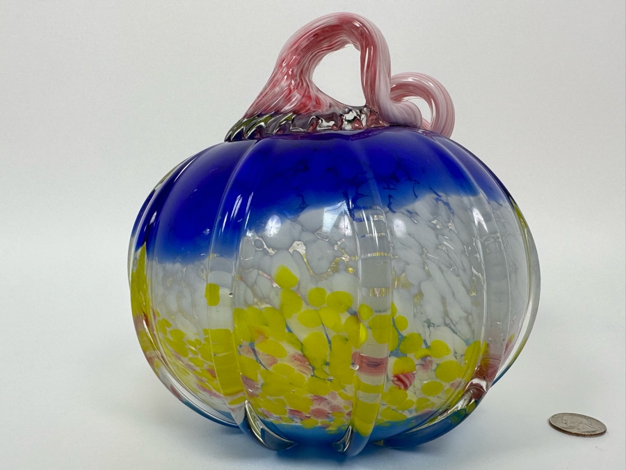 Beautiful Art Glass Mellon Pumpkin Unattributed 7.5W X 7.5H [Photo 10]
