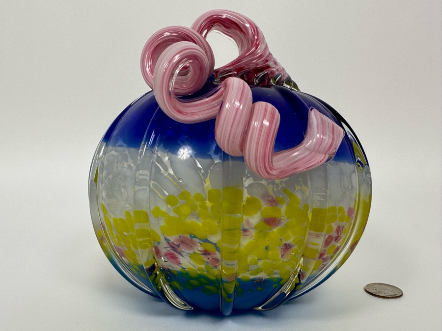 Beautiful Art Glass Mellon Pumpkin Unattributed 7.5W X 7.5H [Photo 4]