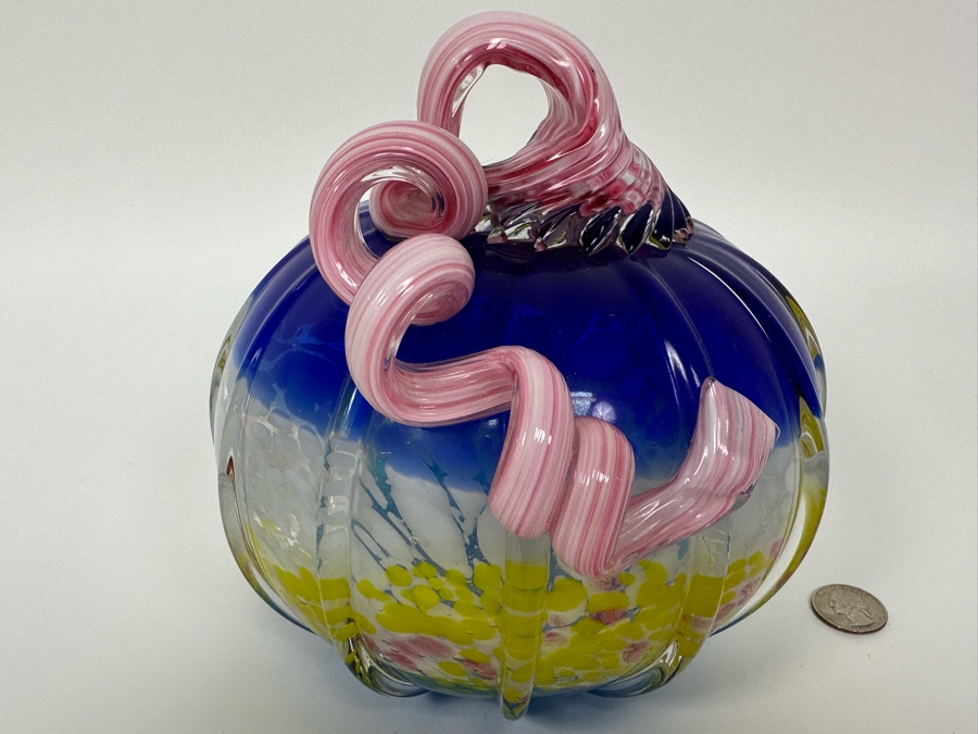 Beautiful Art Glass Mellon Pumpkin Unattributed 7.5W X 7.5H [Photo 5]
