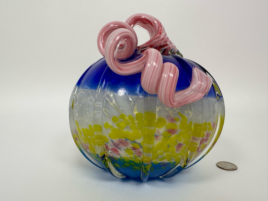 Beautiful Art Glass Mellon Pumpkin Unattributed 7.5W X 7.5H [Photo 2]