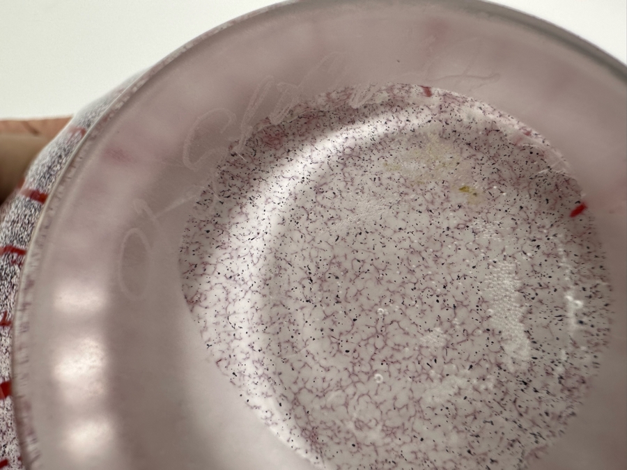 Stunning Scalloped Flared Art Glass Bowl Artist Signed Underneath 9.5W X 5H [Photo 12]