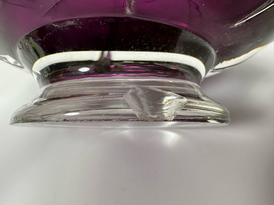 Large Art Glass Carafe With Stopper In Form Of A Dragon Signed New Bay Glass 2001 Chip On Base Very Heavy 8.5W X 14H [Photo 21]