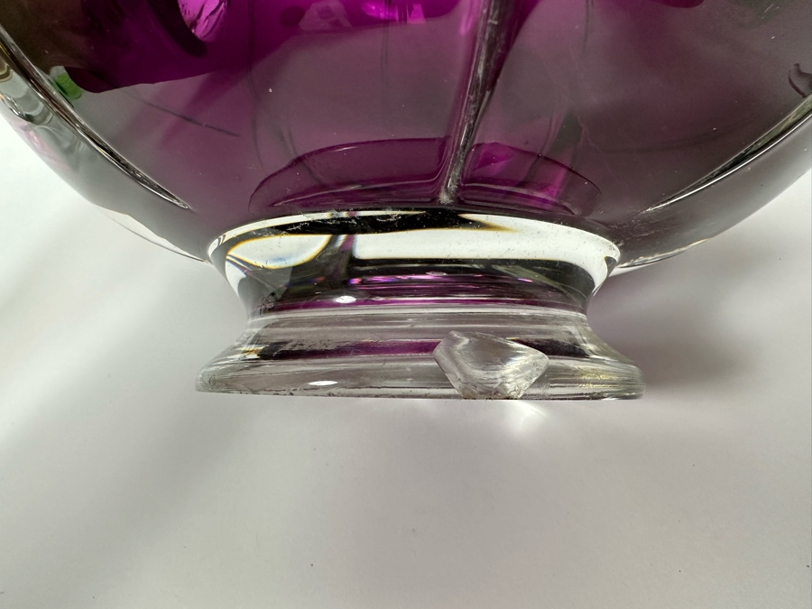 Large Art Glass Carafe With Stopper In Form Of A Dragon Signed New Bay Glass 2001 Chip On Base Very Heavy 8.5W X 14H [Photo 20]
