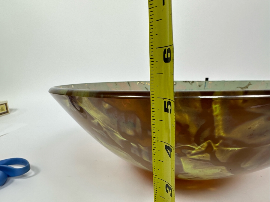 Scott Amrhein Translucent Art Glass Vessel Bowl With Custom Stand Signed Underneath 14W X 5H [Photo 14]