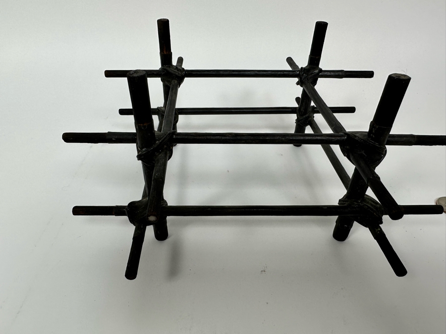 Scott Amrhein Translucent Art Glass Vessel Bowl With Custom Stand Signed Underneath 14W X 5H [Photo 15]