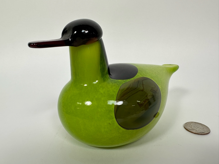 Oiva Toikka (Finland) Art Glass Bird By Iittala 7.5W X 4H