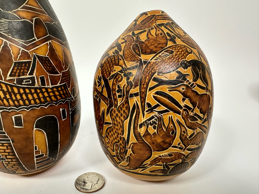 Three Finely Carved Gourds Tallest Is 6H [Photo 13]