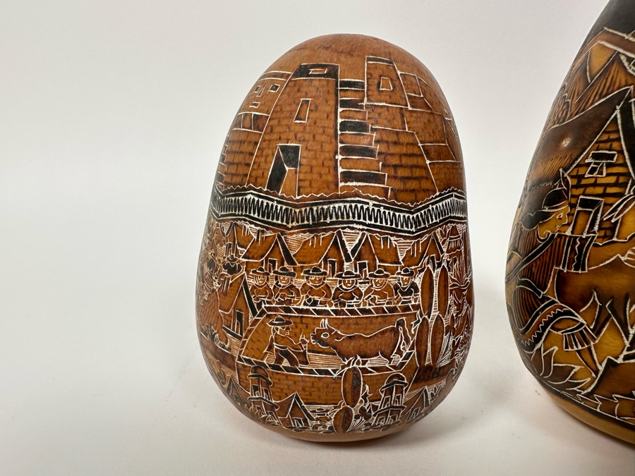 Three Finely Carved Gourds Tallest Is 6H [Photo 8]