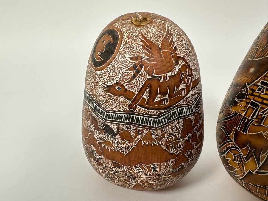 Three Finely Carved Gourds Tallest Is 6H [Photo 6]