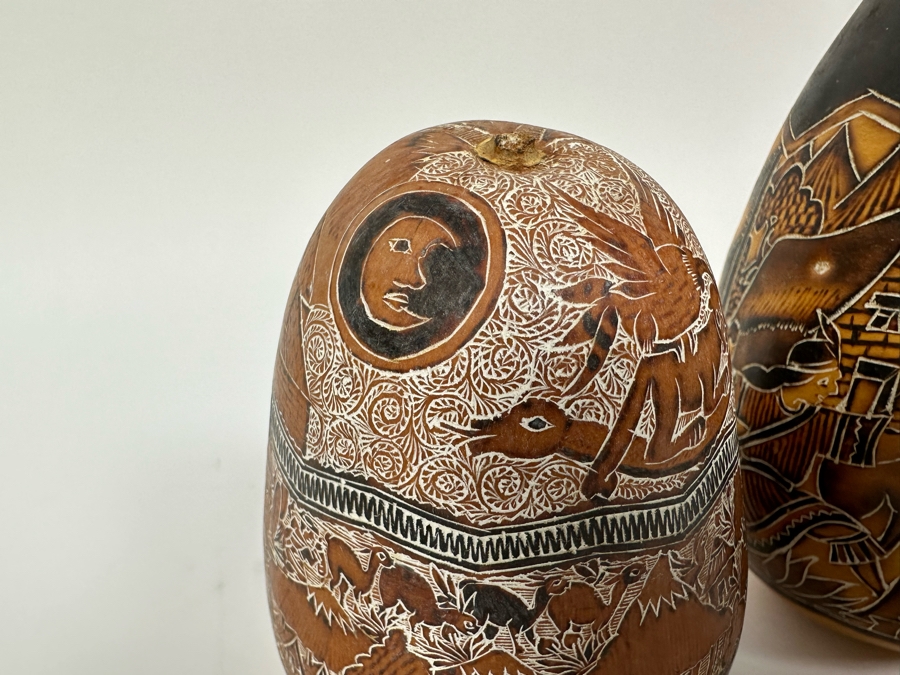 Three Finely Carved Gourds Tallest Is 6H [Photo 5]