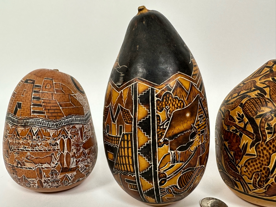 Three Finely Carved Gourds Tallest Is 6H [Photo 10]