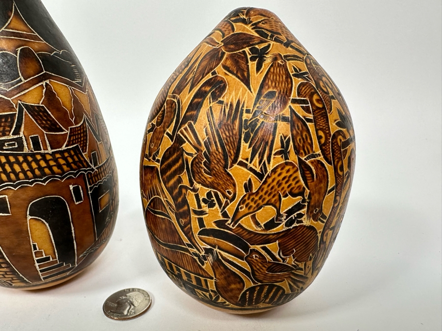 Three Finely Carved Gourds Tallest Is 6H [Photo 15]