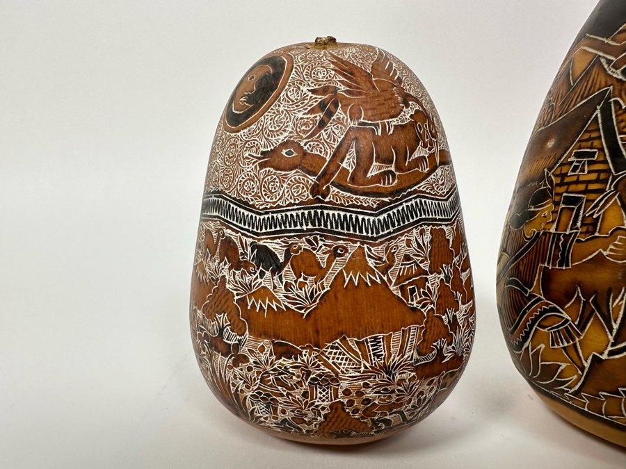 Three Finely Carved Gourds Tallest Is 6H [Photo 4]