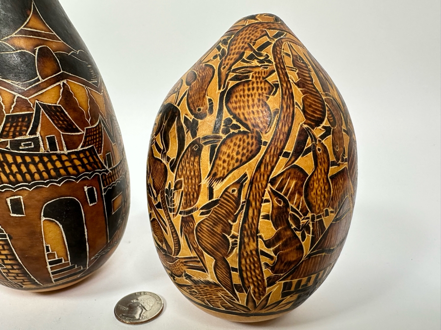 Three Finely Carved Gourds Tallest Is 6H [Photo 14]