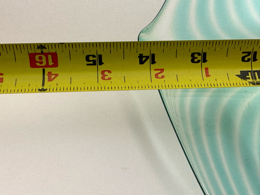 Green Leaf Design Platter Bowl Murano Style Studio Glass Unattributed 14 X 13.5 [Photo 8]