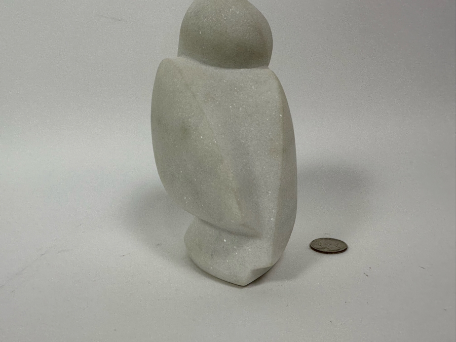 Nancy Diefenbach Original Carved White Vermont Marble Bird Sculpture Titled 'Over My Wings' 1997 6.5H [Photo 7]