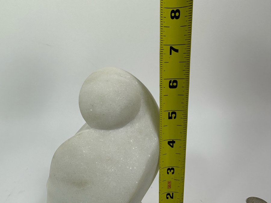 Nancy Diefenbach Original Carved White Vermont Marble Bird Sculpture Titled 'Over My Wings' 1997 6.5H [Photo 12]