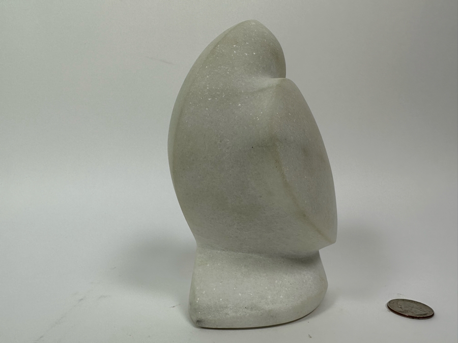 Nancy Diefenbach Original Carved White Vermont Marble Bird Sculpture Titled 'Over My Wings' 1997 6.5H [Photo 9]