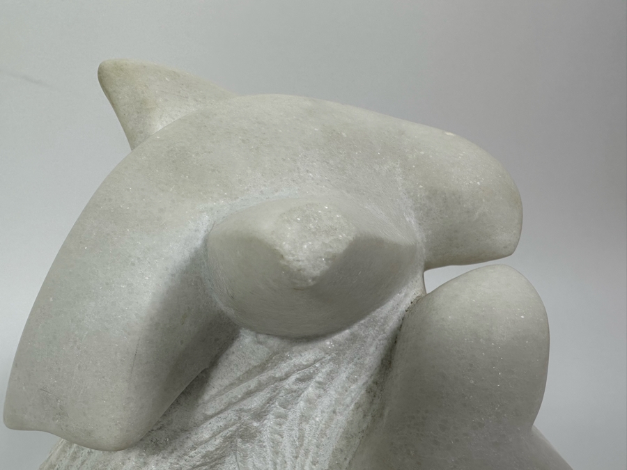 Nancy Diefenbach Original Carved White Vermont Marble Bird Sculpture Titled 'Caress Of Wings' 1997 8W X 4D X 8H [Photo 10]