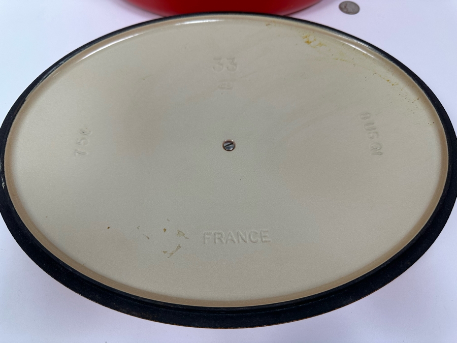 New Large Le Creuset Orange Enameled Cast Iron Dutch Oven With Lid France 8 Qt 16W X 11D X 7H [Photo 5]