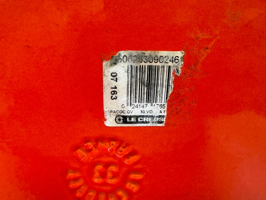 New Large Le Creuset Orange Enameled Cast Iron Dutch Oven With Lid France 8 Qt 16W X 11D X 7H [Photo 9]