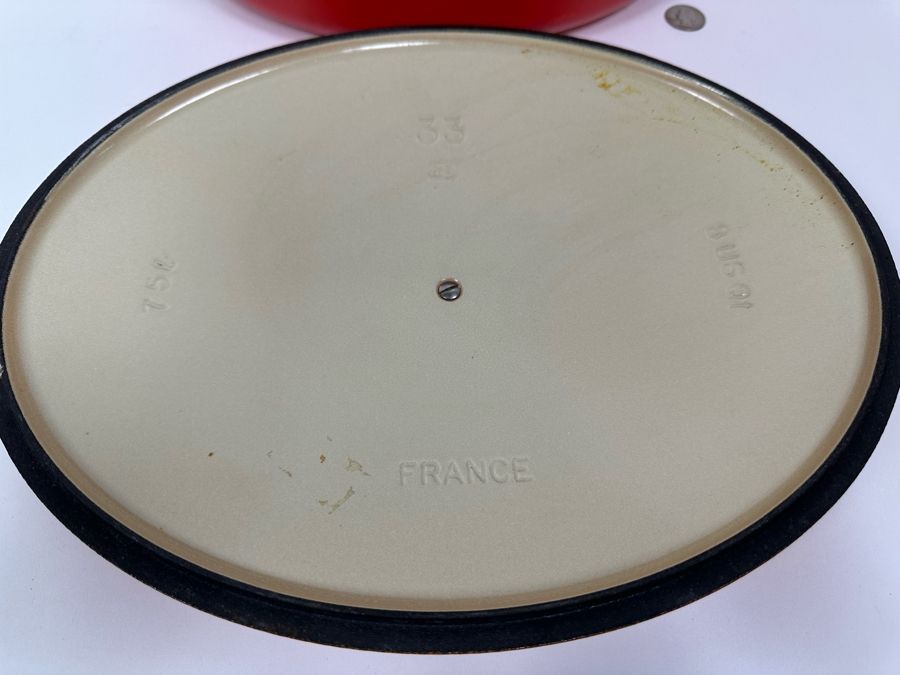 New Large Le Creuset Orange Enameled Cast Iron Dutch Oven With Lid France 8 Qt 16W X 11D X 7H [Photo 6]