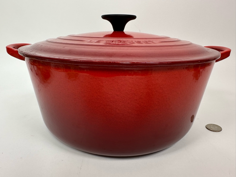 New Le Creuset Red Enameled Cast Iron Pot With Lid France 14W X 6H [Photo 4]