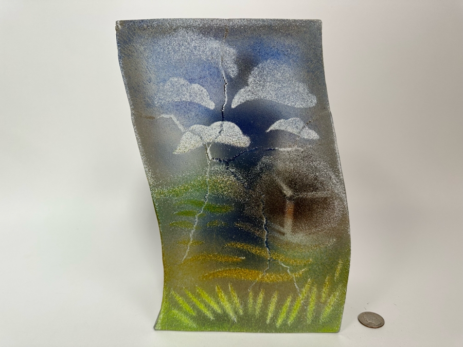 Stephanie Trenchard Sand Cast Glass Sculptures With Hovering Hand Sculpted Figures Of 1) Woman, 2) House, 3) The Sun / Popelka Trenchard Glass / 3 Glass Sculptures Stack To Form Totem - Very Heavy Retails $4,200 [Photo 44]