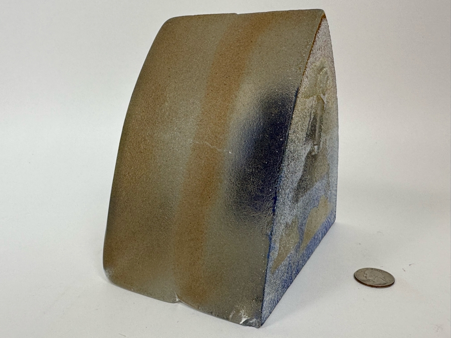 Stephanie Trenchard Sand Cast Glass Sculptures With Hovering Hand Sculpted Figures Of 1) Woman, 2) House, 3) The Sun / Popelka Trenchard Glass / 3 Glass Sculptures Stack To Form Totem - Very Heavy Retails $4,200 [Photo 28]