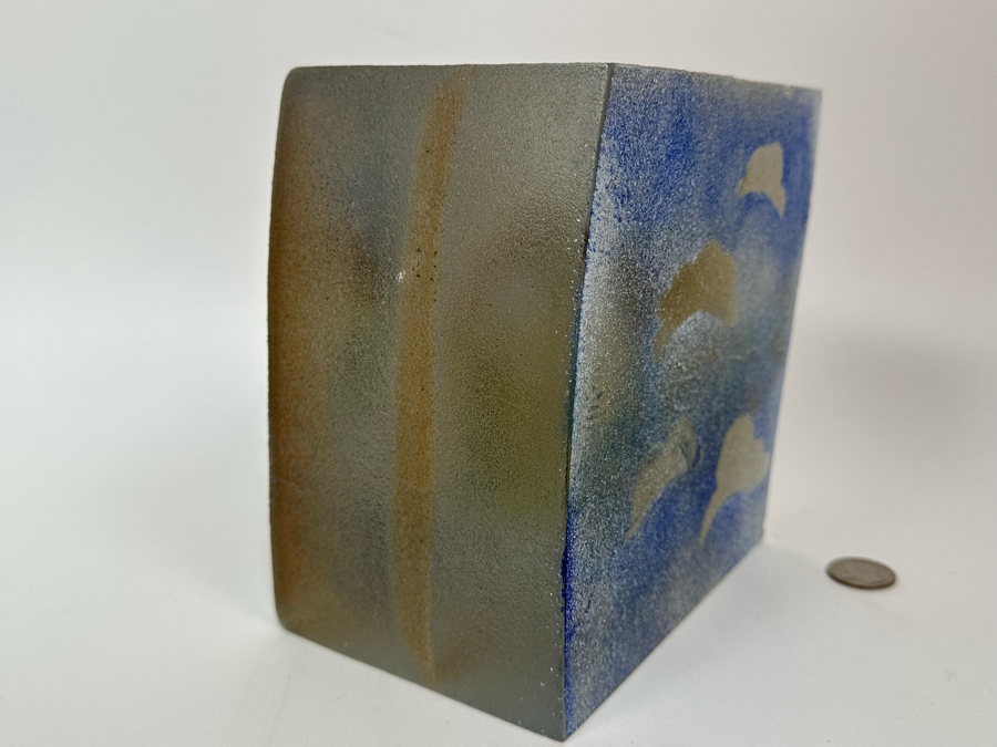 Stephanie Trenchard Sand Cast Glass Sculptures With Hovering Hand Sculpted Figures Of 1) Woman, 2) House, 3) The Sun / Popelka Trenchard Glass / 3 Glass Sculptures Stack To Form Totem - Very Heavy Retails $4,200 [Photo 15]